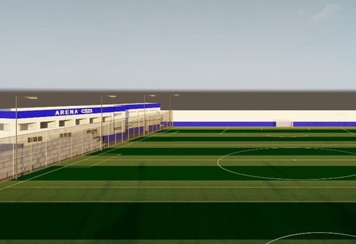 Projeto 3D do novo campo oficial da Arena CS23