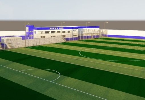 Vista ampla do projeto do novo campo da Arena CS23